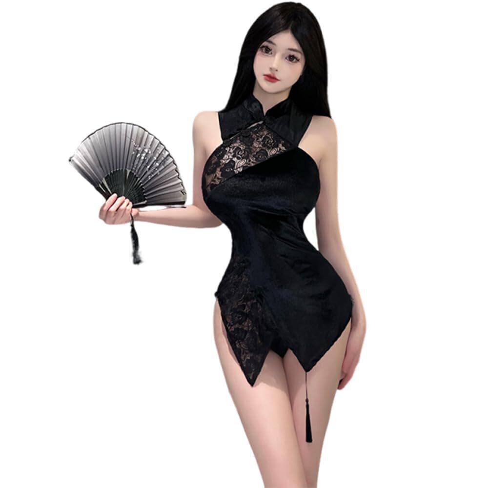 4136 Asian Cheongsam Cosplay Japanese Anime Lolita Dress Underwear black1